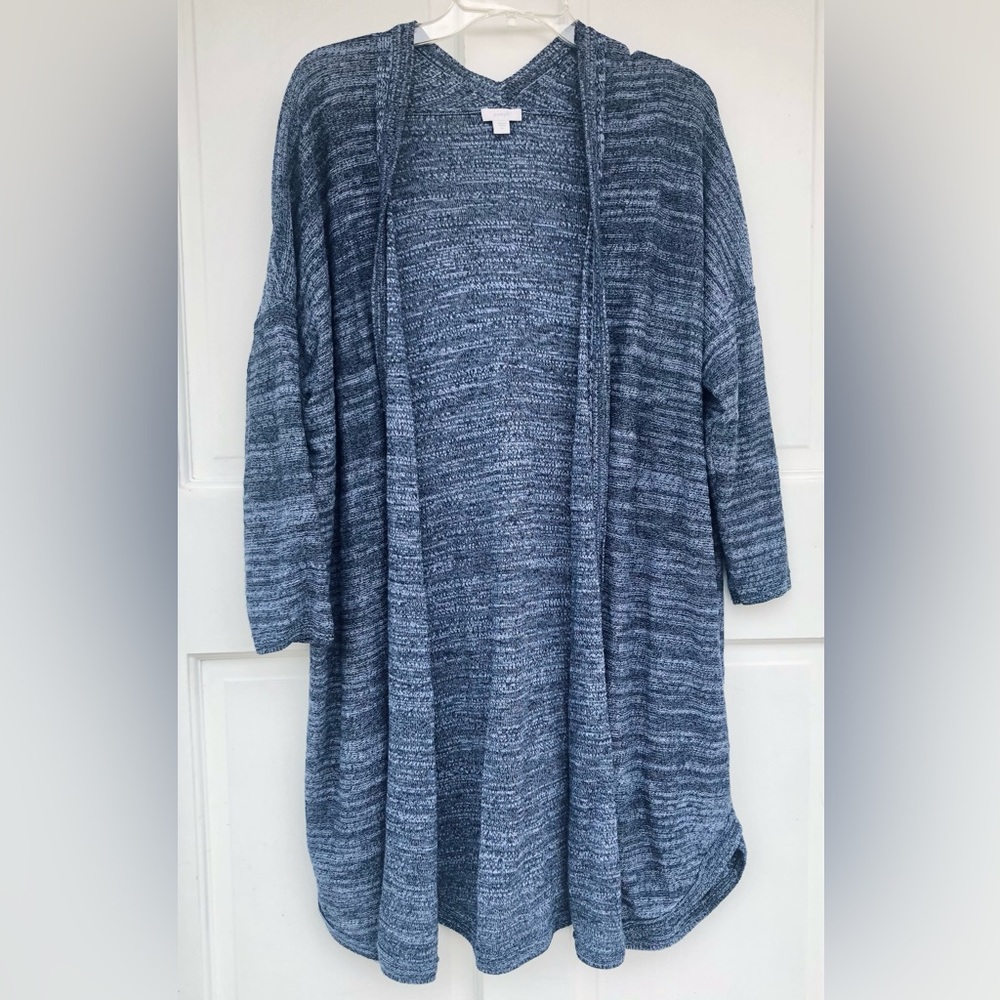 J.Jill Pure Heather Blue Knit Open Front Cardigan 3/4 Sleeves | Size Medium